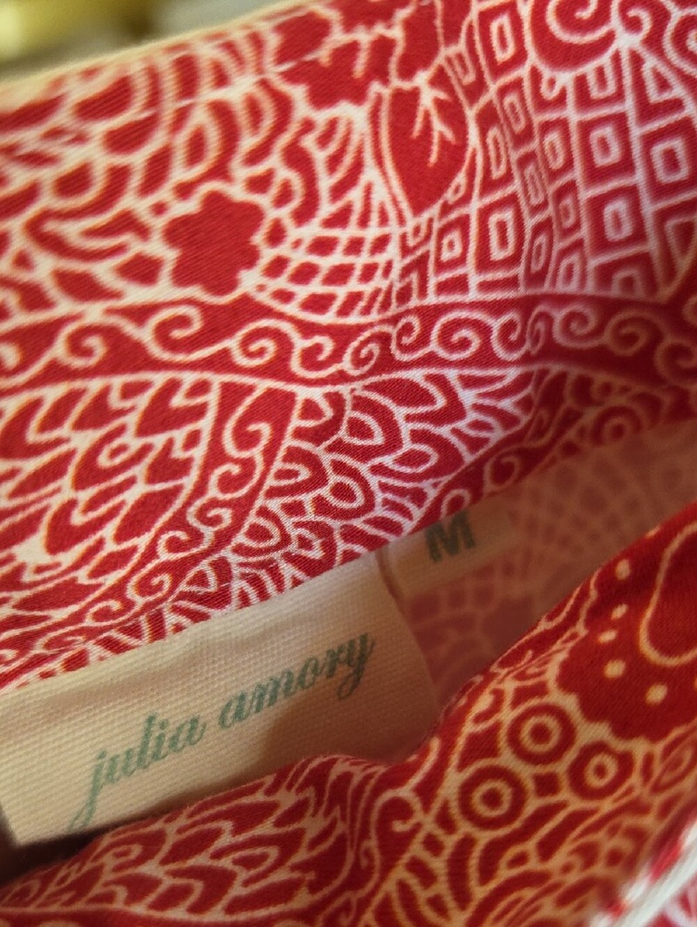 Printed Wide-Leg Cotton Pants in Pinky Red White Floral Paisley Medium (S) - Picture 2 of 12